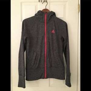 Adidas Zip-up Climawarm Hoodie Heather Grey/Pink